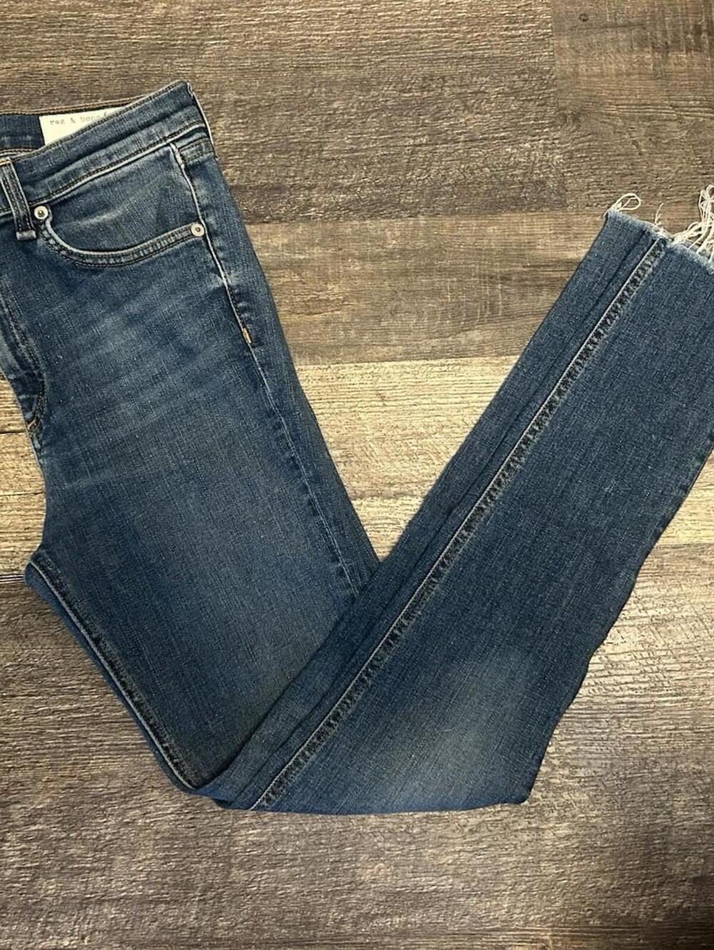 Rag & Bone High Rise Skinny Jeans Size 29 Blue Denim Raw Hem Women’s Classic